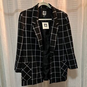 Anne Klein Black and White Grid Blazer
